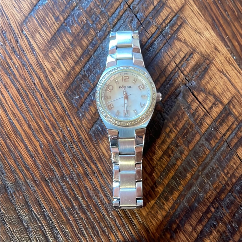 Fossil Silver Women's Watch with Crystal Accents